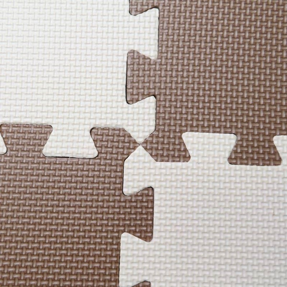 つなげるソフトマット 8枚組, ブラウンXアイボリー, 32cm