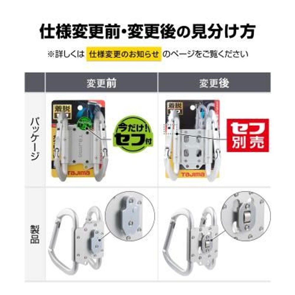 TAJIMA（タジマ）　セフ工具ホルダーアルミ カラビナ大 ダブル（セフ別売）　SFKHA-CLW, シルバー, カラビナ大 ダブル