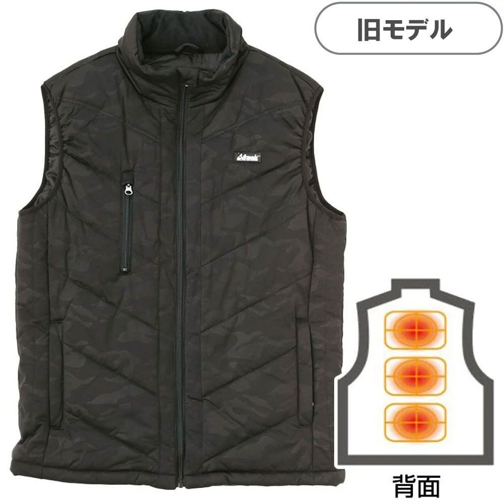 【数量限定　処分価格】ヒーター内蔵ストレッチジップアップベスト　カモブラック, カモブラック（4L）, ４Ｌ