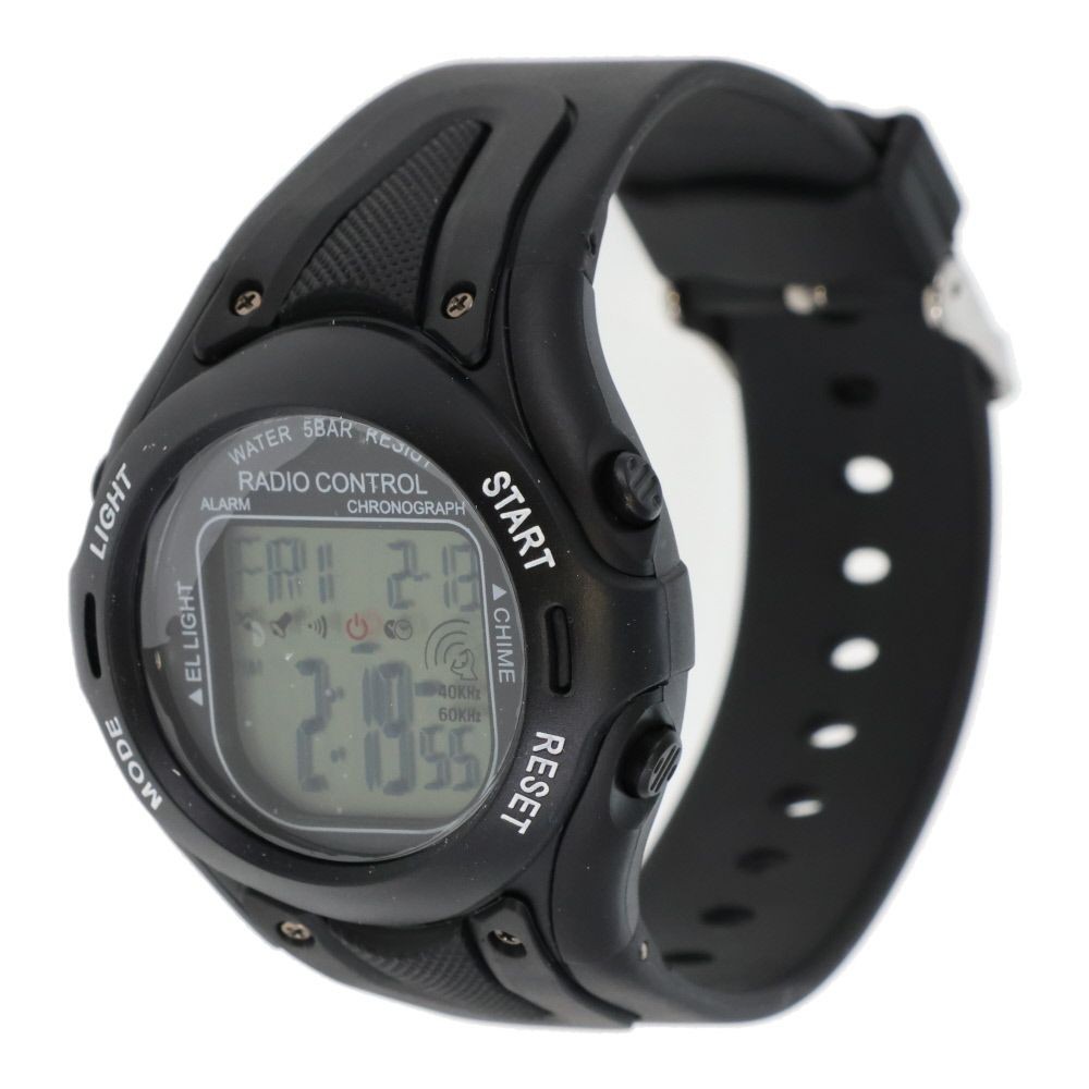 クレファー　デジタルウォッチ　電波　メンズ　ＴＥＬＶＡ, ブラック, メンズ