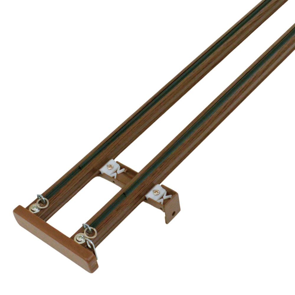 伸縮角型カーテンレール　３．０ｍ用ダブル, 木目ブラウン, 3.0ｍ用ダブル