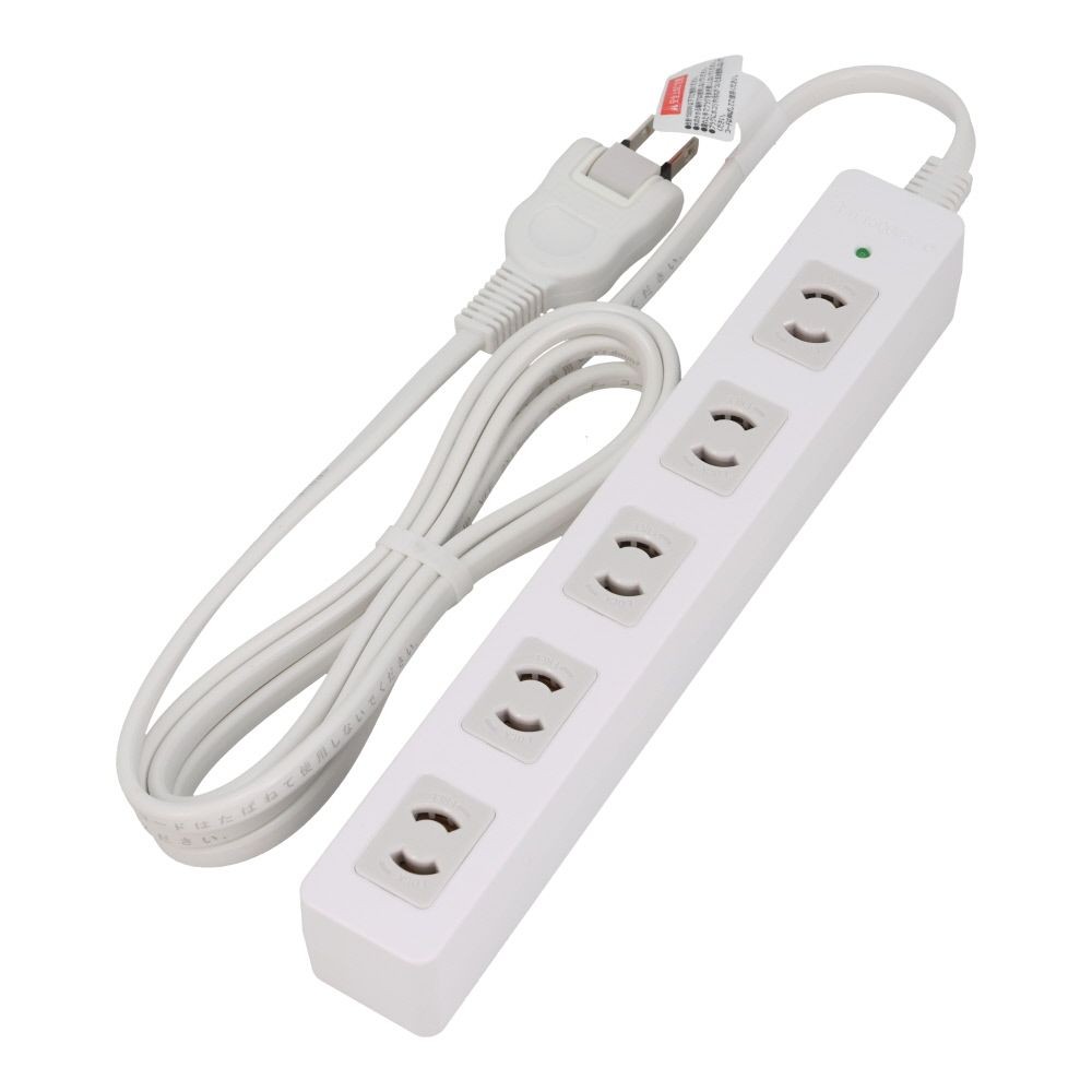 WIZ’A ウィザ 5口ＯＡタップ, ホワイト（2m）, 2.0m