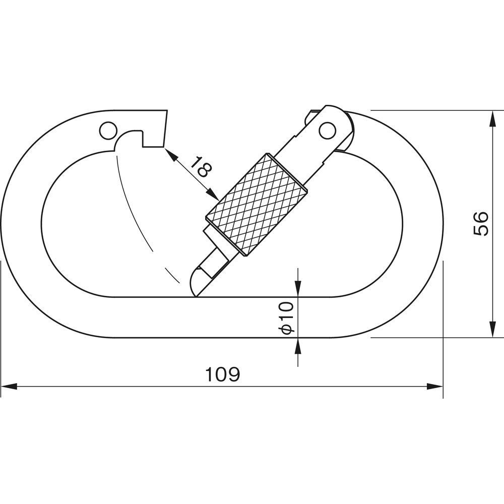 伊藤製作所 カラビナ　鉄O型環つき KA10K, アルミ合金, O型