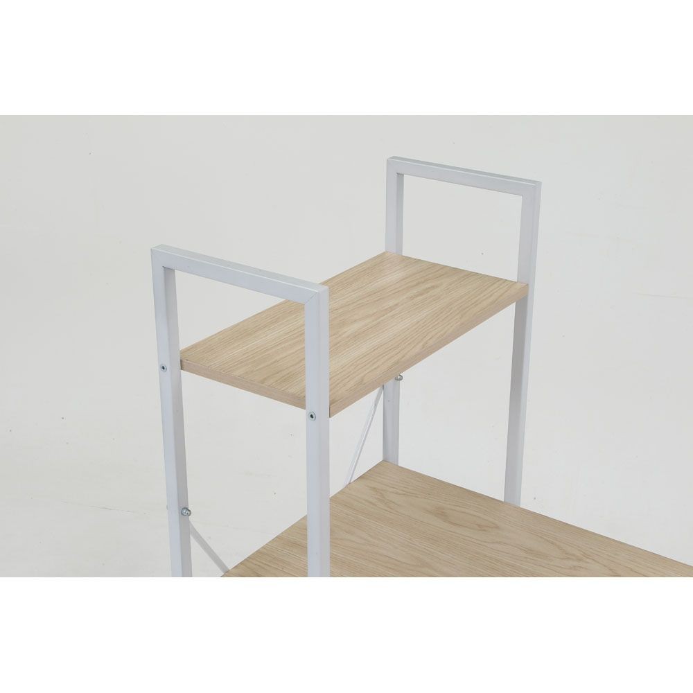 不二貿易 ラック付きデスク　アチーブＯＡＫ【メーカー直送・代引不可】, ナチュラル, 幅1010mm&times;奥行530mm&times;高さ1220mm