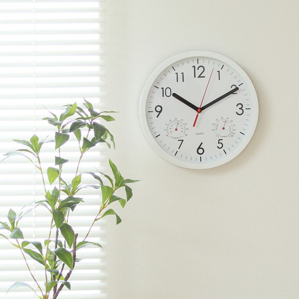 掛時計　温湿度計付　アーバン, ブラック, 25cm