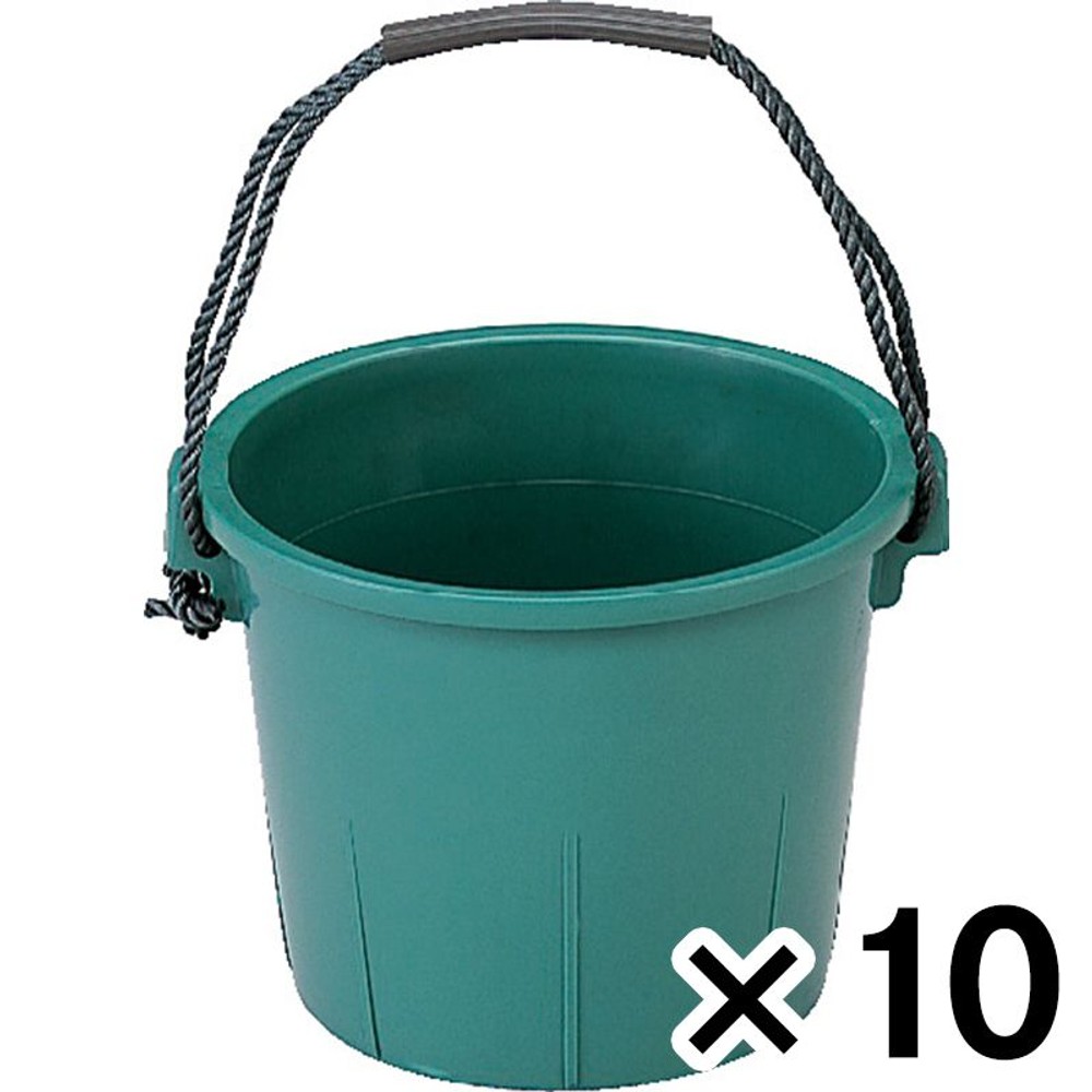 サンコー タフバケツ　14Ｌ　ロープ持手 &times;10個セット【メーカー直送・代引不可】【法人限定】【日祝配送不可・時間指定不可】, グリーン, 10P