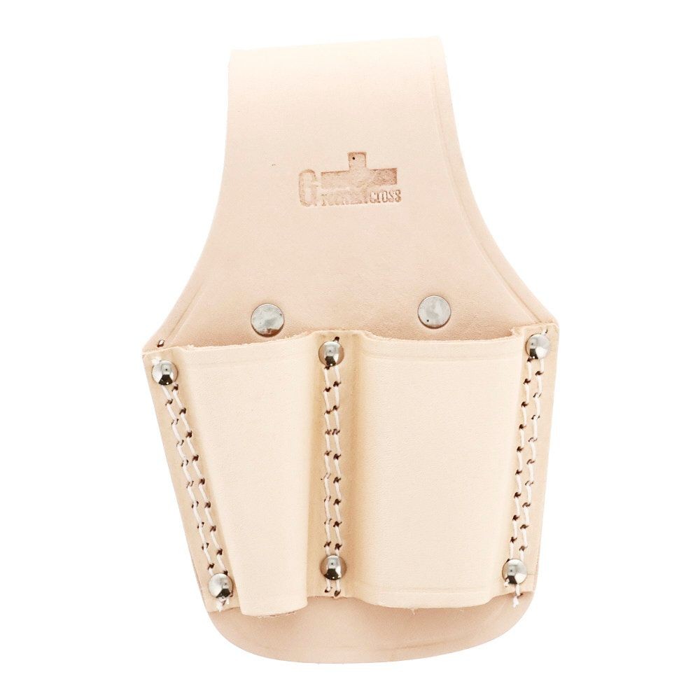 GREENCROSS 牛ヌメ皮製ペンチ・工具2丁差し 175mm〜200mm用 DP-12, ベージュ, 2丁差