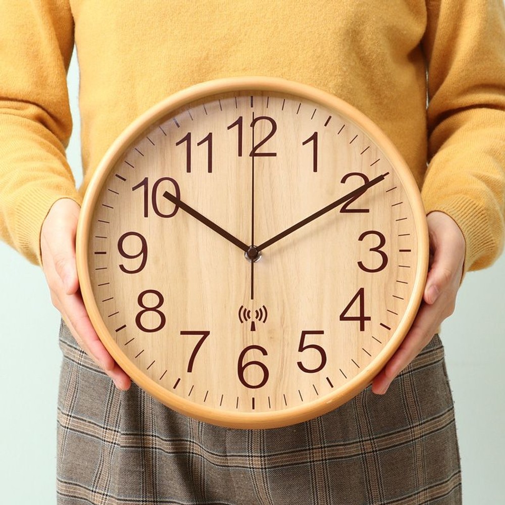 【廃盤】電波掛時計　プライウッド　28ｃｍ, ブラウン, 28cm