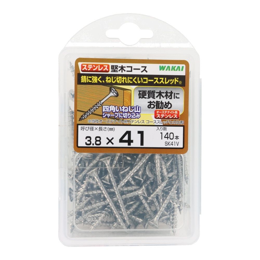 ＷＡＫＡＩ　堅木コース　バリューパック　３．８&times;４１, ビス, 140本入り