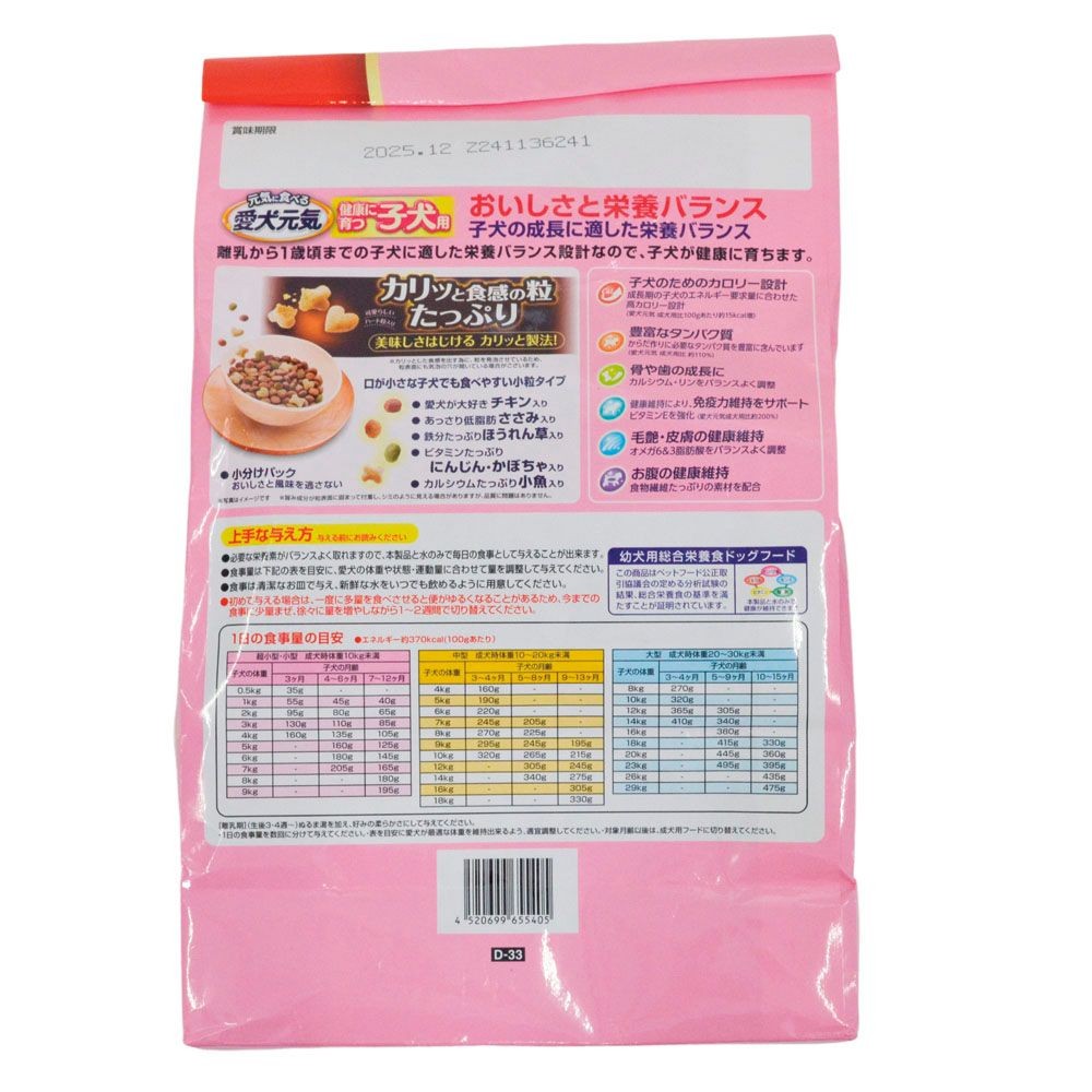 愛犬元気　子犬用チキン・ささみ・緑黄色野菜・小魚　2．0ｋｇ, 子犬用, 2kg