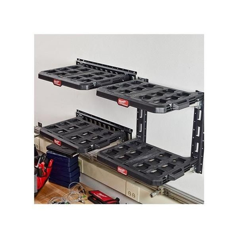 Milwaukee PACKOUT 収納棚キット ウォールマウント 48-22-8480, ブラック&times;レッド, 長さ546&times;幅447&times;高さ508mm