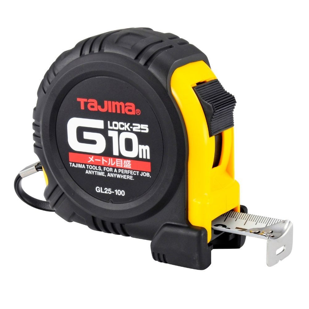 TAJIMA（タジマ）　Gロック 25mm幅 10m　GL25100BL, 黒/黄, 10m