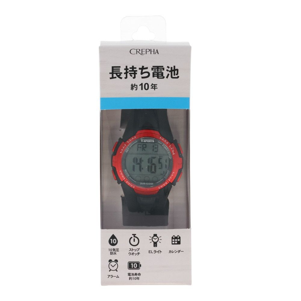 クレファー　デジタルウォッチ　ＴーＳＰＯＲＴＳ, レッド, メンズ