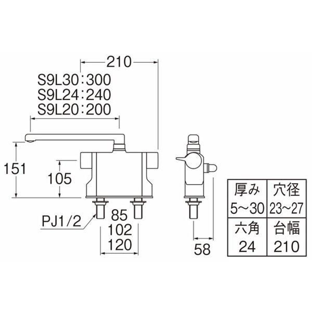 SANEI サーモデッキシャワー混合栓 シルバー SK7810-S9L20, シルバー, SK7810-S9L20