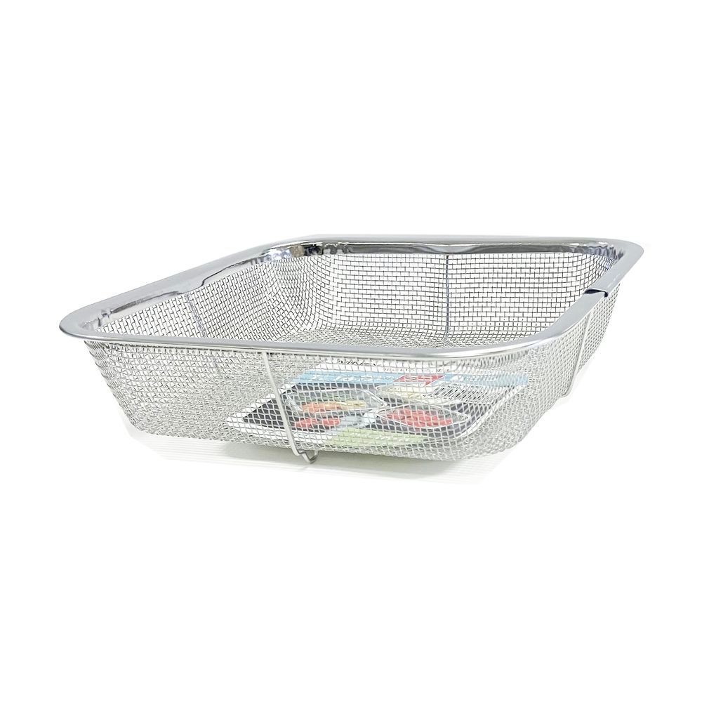 ミネックスメタル（MINEX METAL） ステンレス製　ミニ角ざる　浅型　１８ｃｍ V-417, ステンレス, 18cm