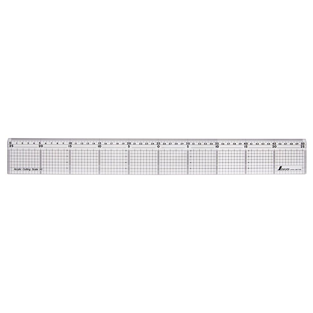カッティングスケール アクリル製50cm ステン鋼付, 77086, 50cm