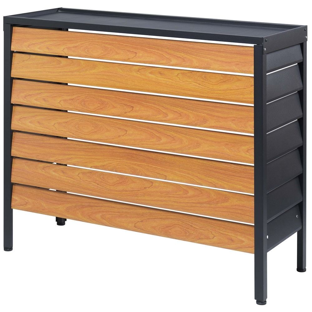 アルミ室外機カバー  ルーバー大型【メーカー直送・代引不可】, ブラック, 大型