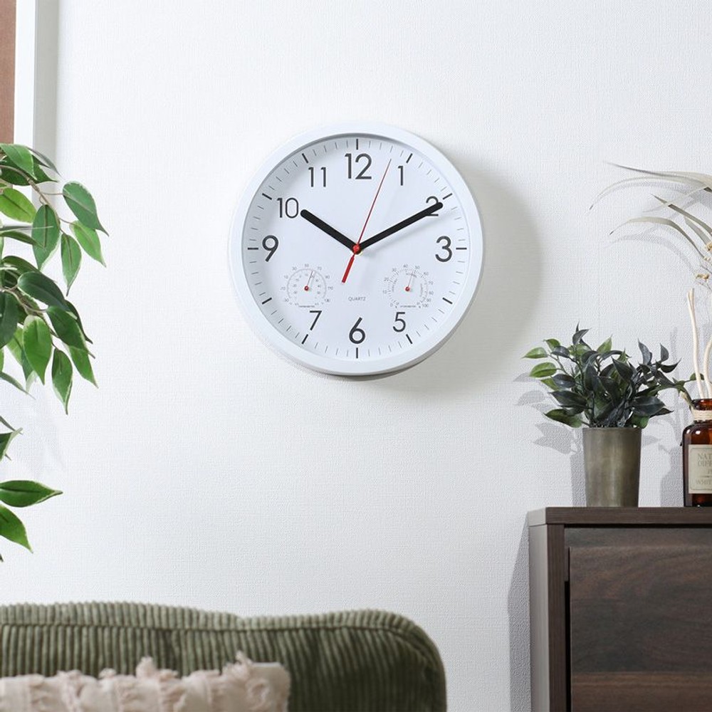 掛時計　温湿度計付　アーバン, ブラック, 25cm