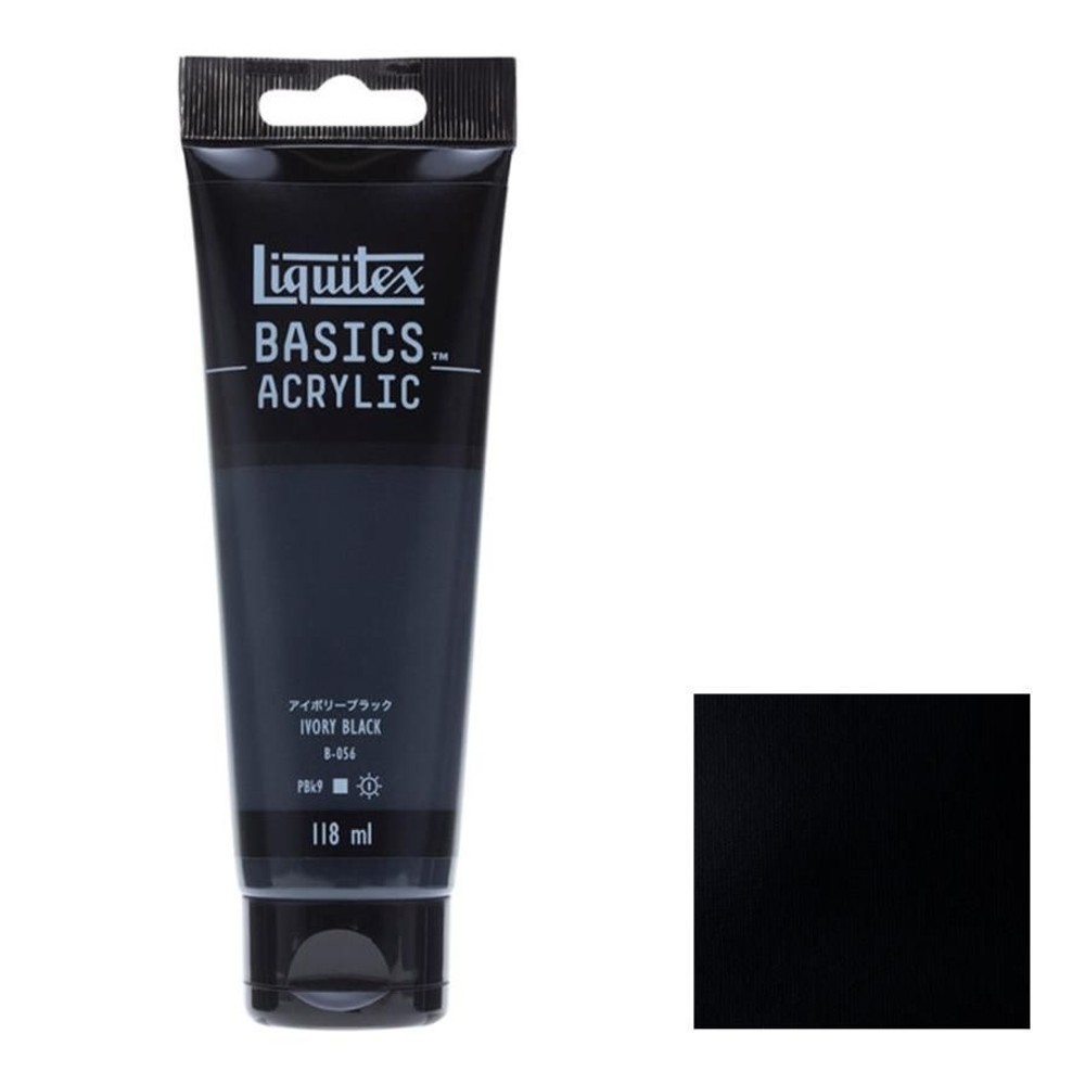 アクリル絵具Liquitex リキテックス ベーシックス アイボリーブラック B-056  単一顔料 118ml チューブ, B-056　アイボリーブラック, その他サイズ１