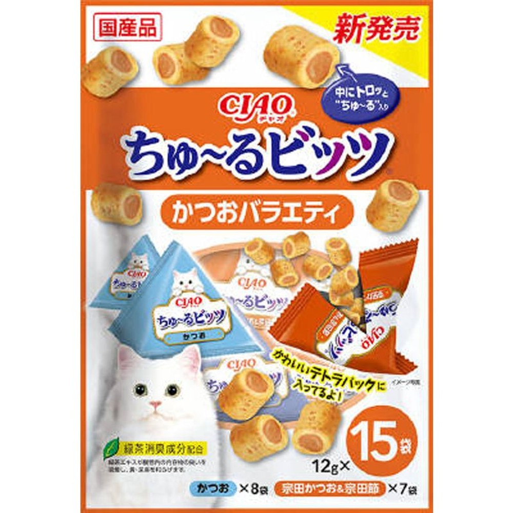 ちゅ〜るビッツ　かつおバラエティ　12ｇ×15袋, かつおバラエティ, 12g×15袋