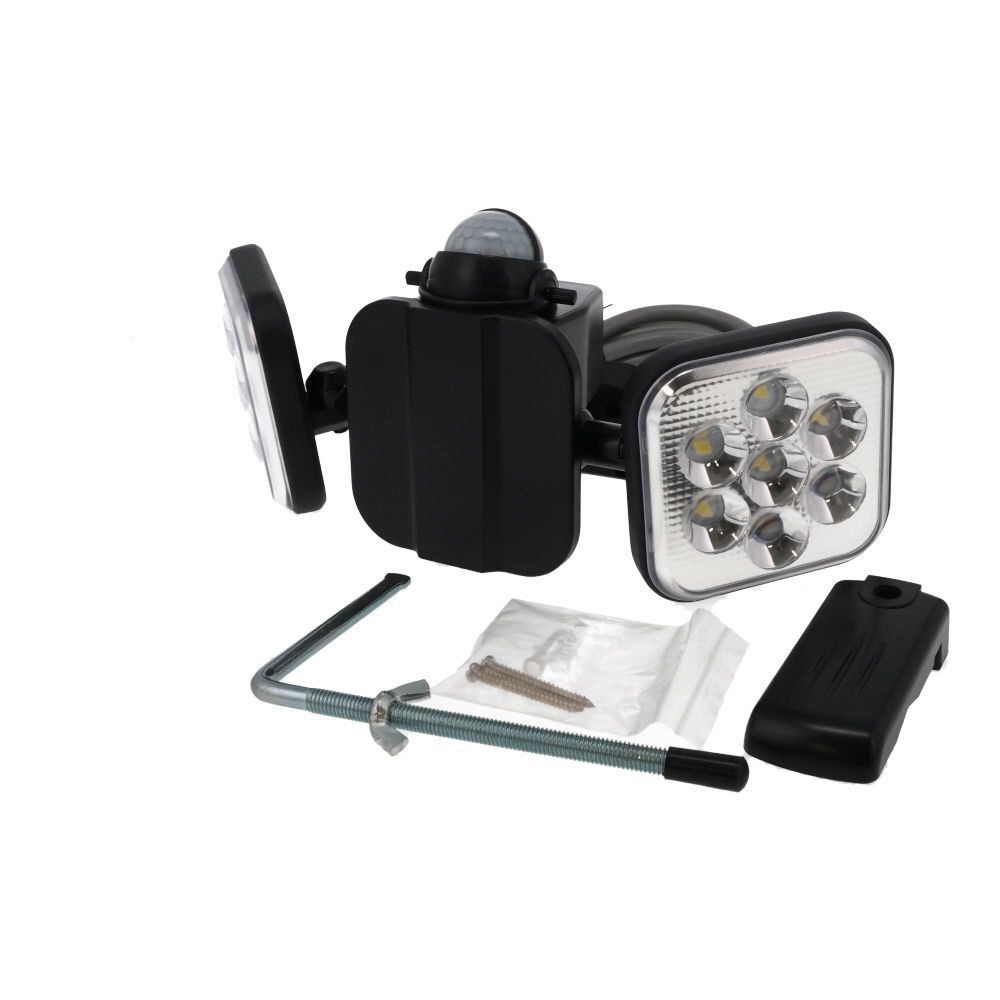 １１Ｗ×２灯　フリーアーム式ＬＥＤセンサーライト　ＬＡＬー２０２２, ブラック, LAL-2022