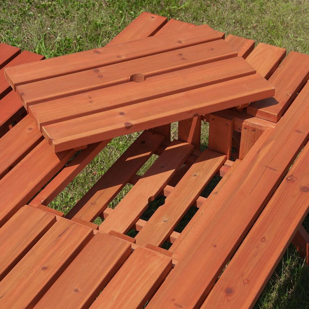 杉材 ＢＢＱテーブル＆ベンチセット　（コンロスペース付）【メーカー直送・代引不可】, 杉材, 通常