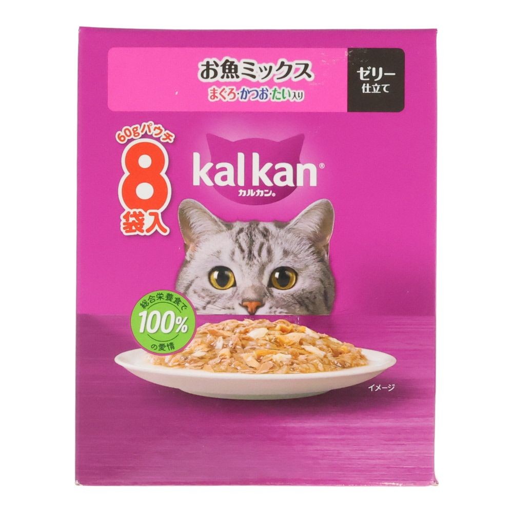 カルカンパウチ　お魚Ｍ　まぐろ・かつお・たい入り  8袋入, お魚ミックス, 60g&times;8