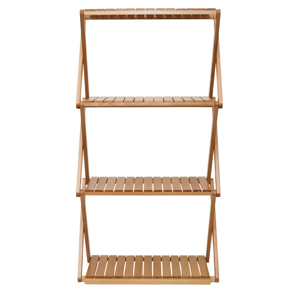WIZ'A ウィザ　木製フォールディングラック　４段＆テーブル, 天然木, 4段＆テーブル