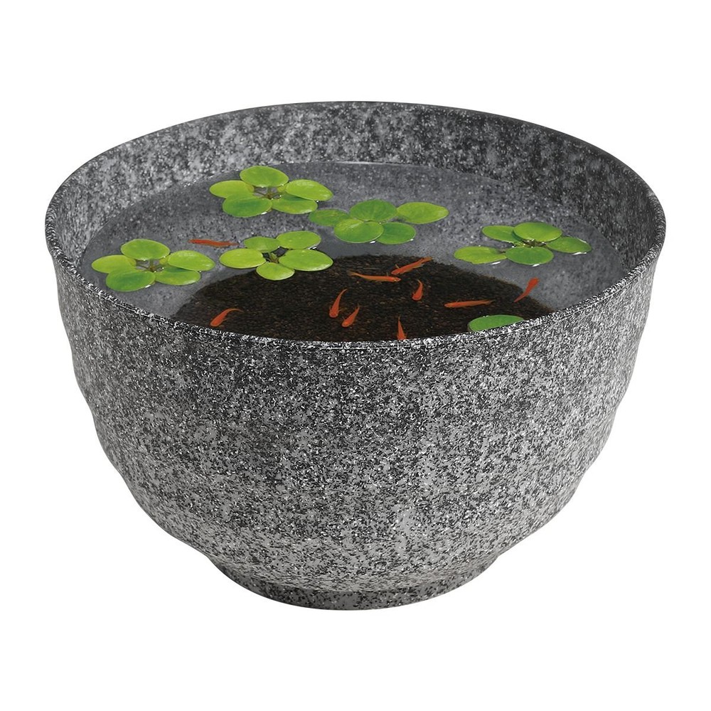 スドー　メダカの雅小鉢　くろみかげ, みかげ, 約&phi;297&times;180mm