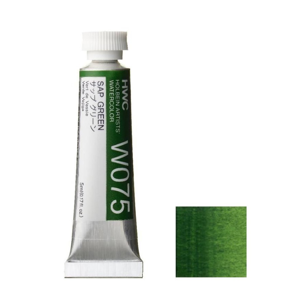 ホルベイン 透明水彩絵具 2号 (5ｍｌ) W075 サップ グリーン, W075サップグリーン, 2号 (5ｍｌ) 