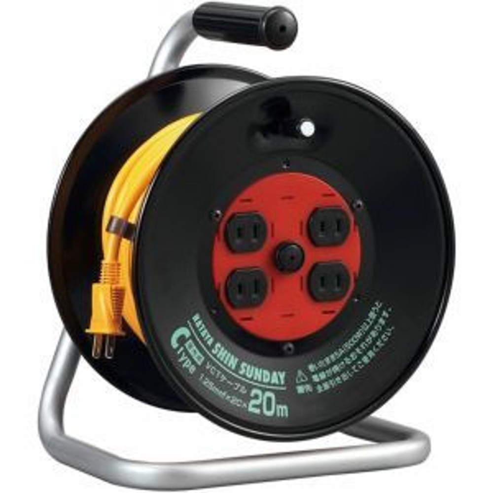 ハタヤ シンサンデーリール C-20 コードリール 20m, ブラック×オレンジ, 20m