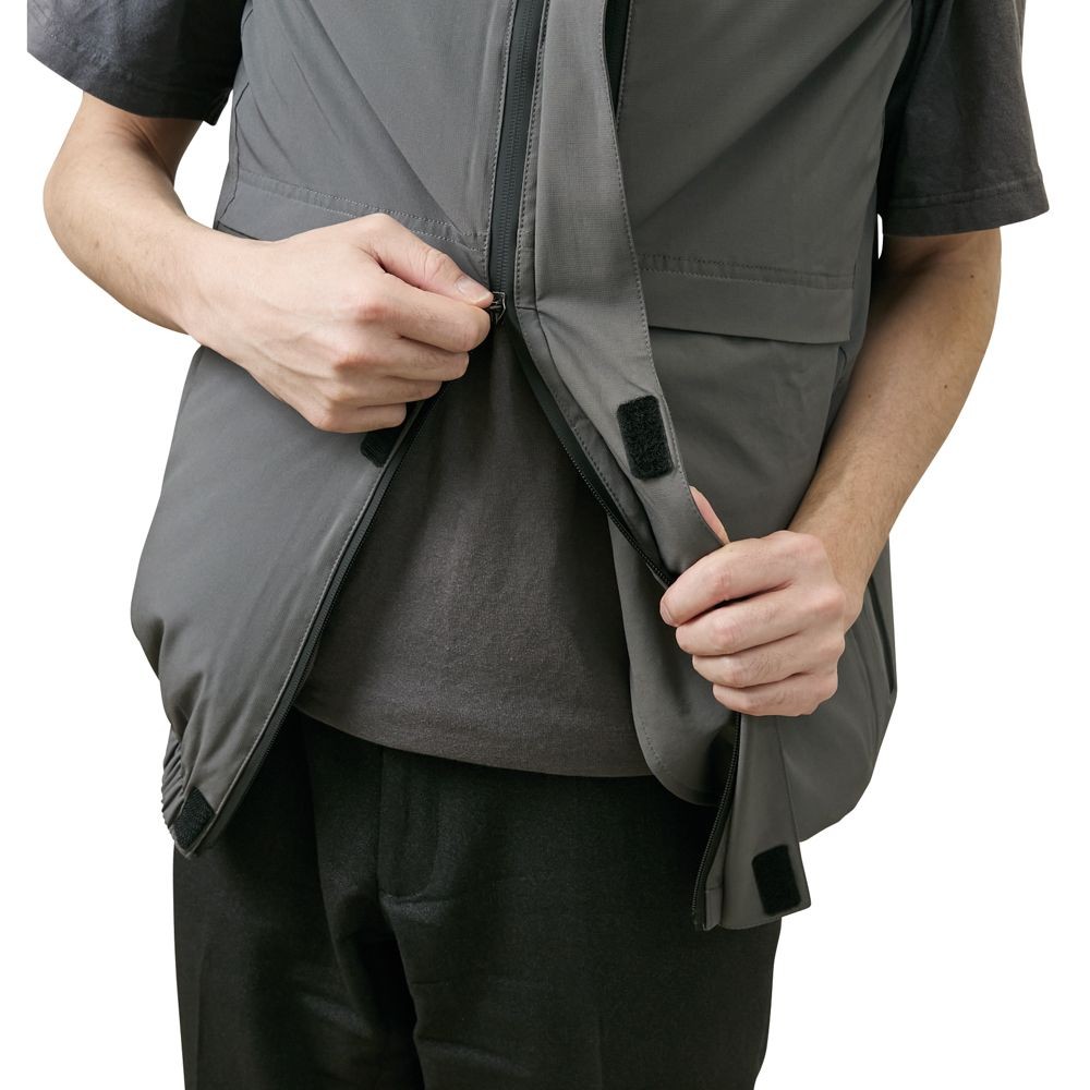 【2025年モデル】ウイザ WIZ'A サイドファン空調ウェアＰＲＯ　半袖　チャコールグレー, チャコールグレー, Mサイズ