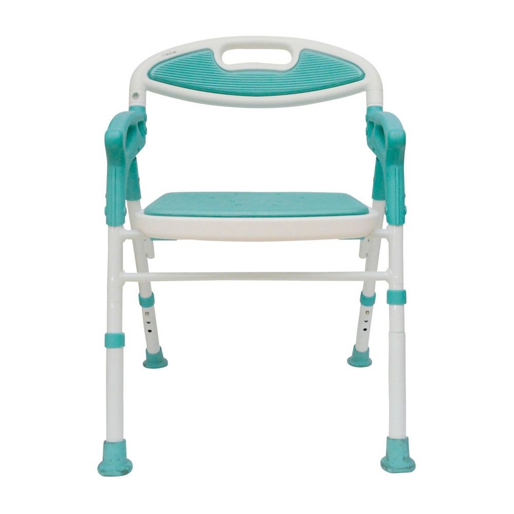 折畳みシャワーチェア楽湯7550ＳＴ　ライトグリーン, ブルー, 高さ66〜71cm