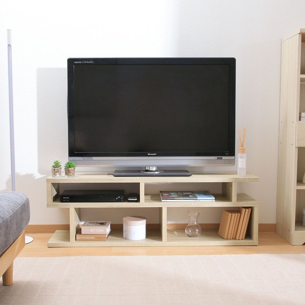 不二貿易 Ｓ字型ＴＶ台　１２０幅　オーク【メーカー直送・代引不可】, オーク, 幅1177mm&times;奥行295mm&times;高さ384mm