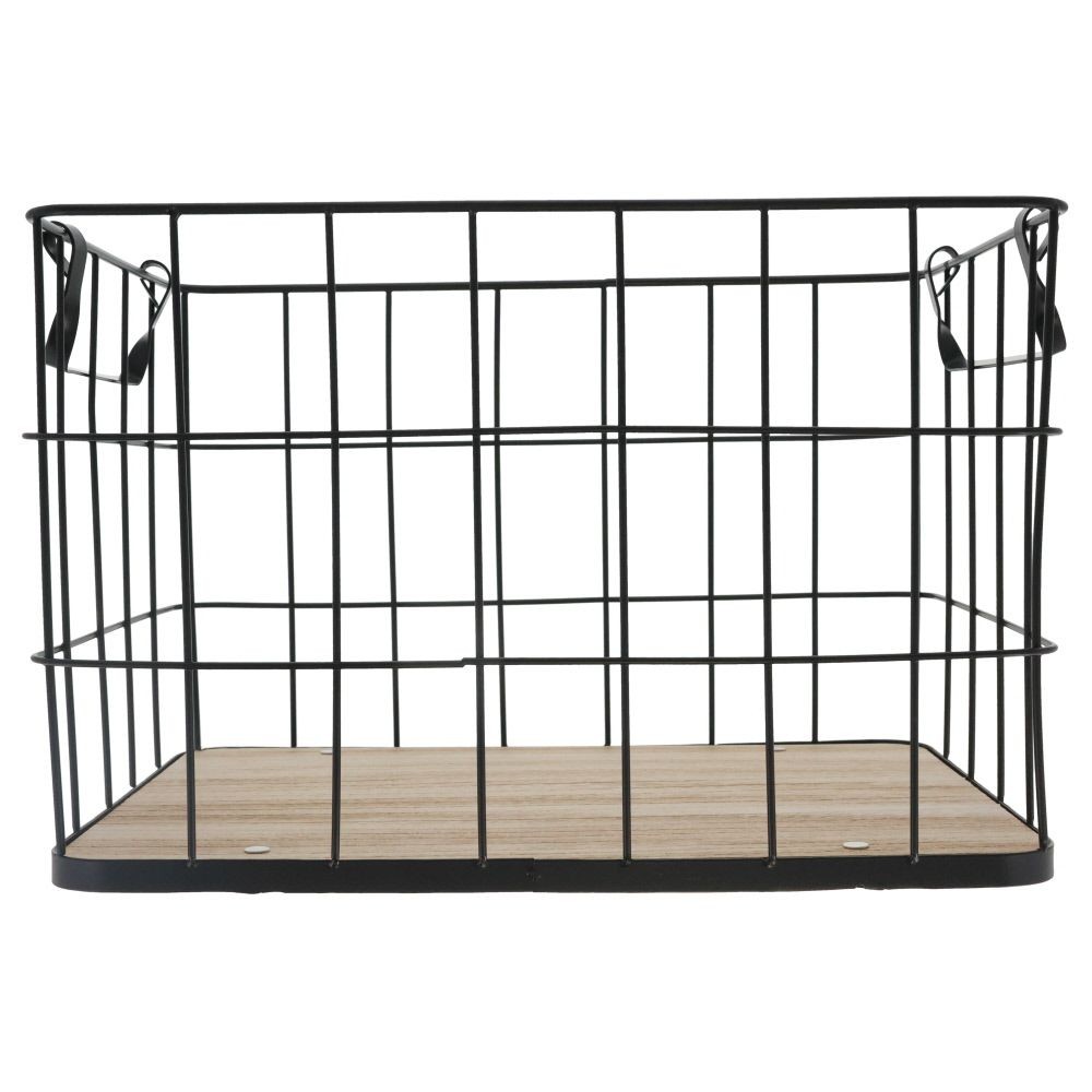 木底ワイヤーバスケット　Ｌ, ブラック, Lサイズ