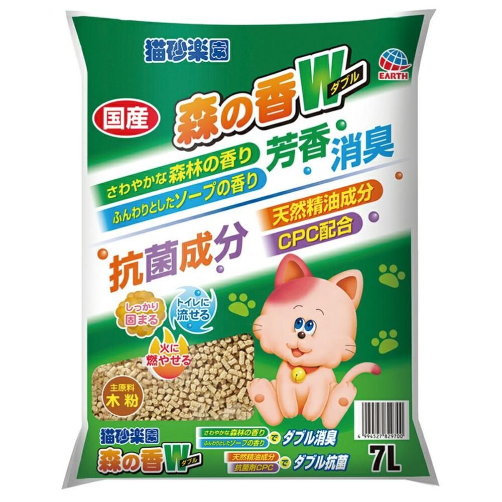 アース・ペット 猫砂楽園　森の香ダブル　7L, 森の香り, 7L