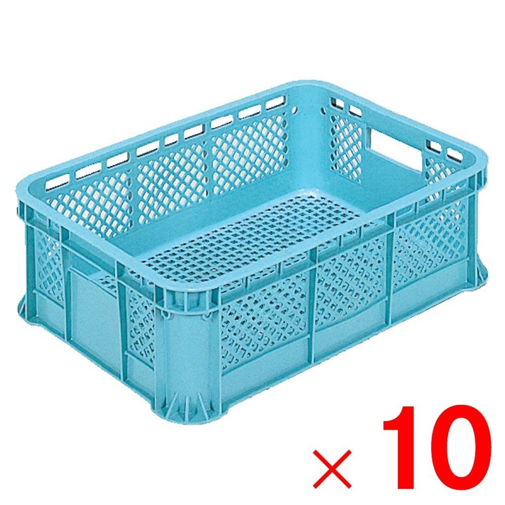 サンコー サンテナー B#42-4 底網目  ライトブルー 104014-00 &times;10個セット【メーカー直送・代引不可】【法人限定】【日祝配送不可・時間指定不可】, ライトブルー, 10P