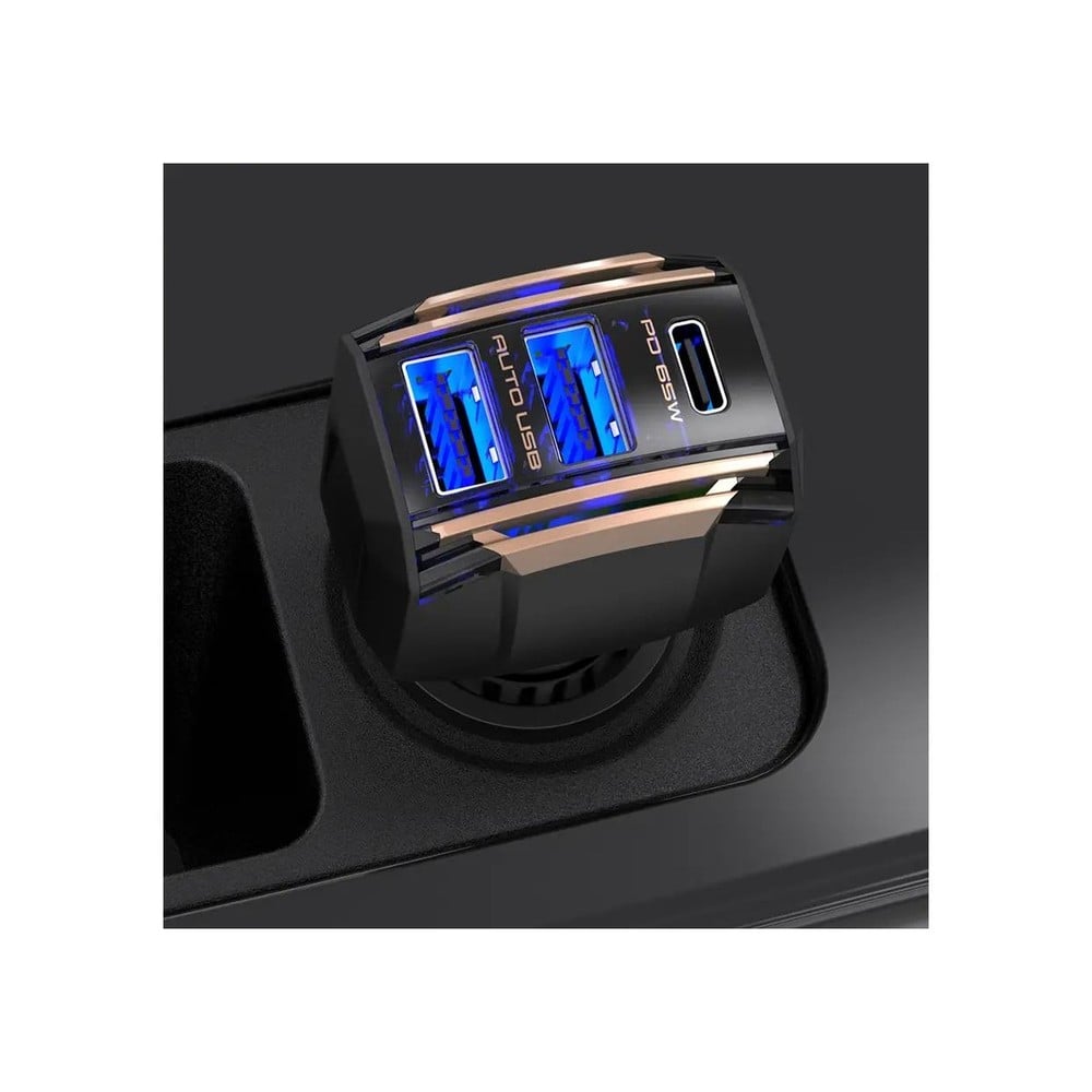 カシムラ DC-055 DC-65W USB 3ポート PD65W, ブラック, 幅41&times;奥32&times;高88mm