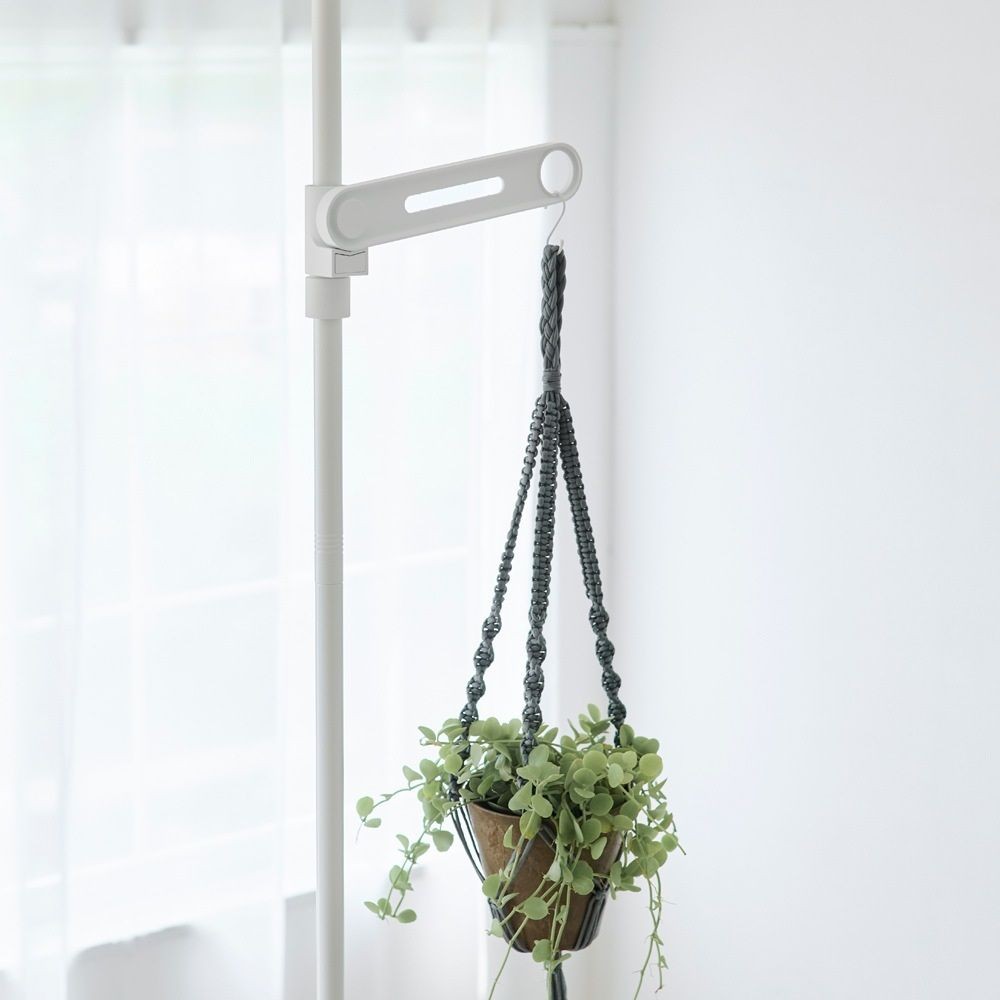 平安伸銅 室内つっぱり竿受け1段 マットホワイト, ホワイト, 奥行300mm&times;高さ1900〜3000mm