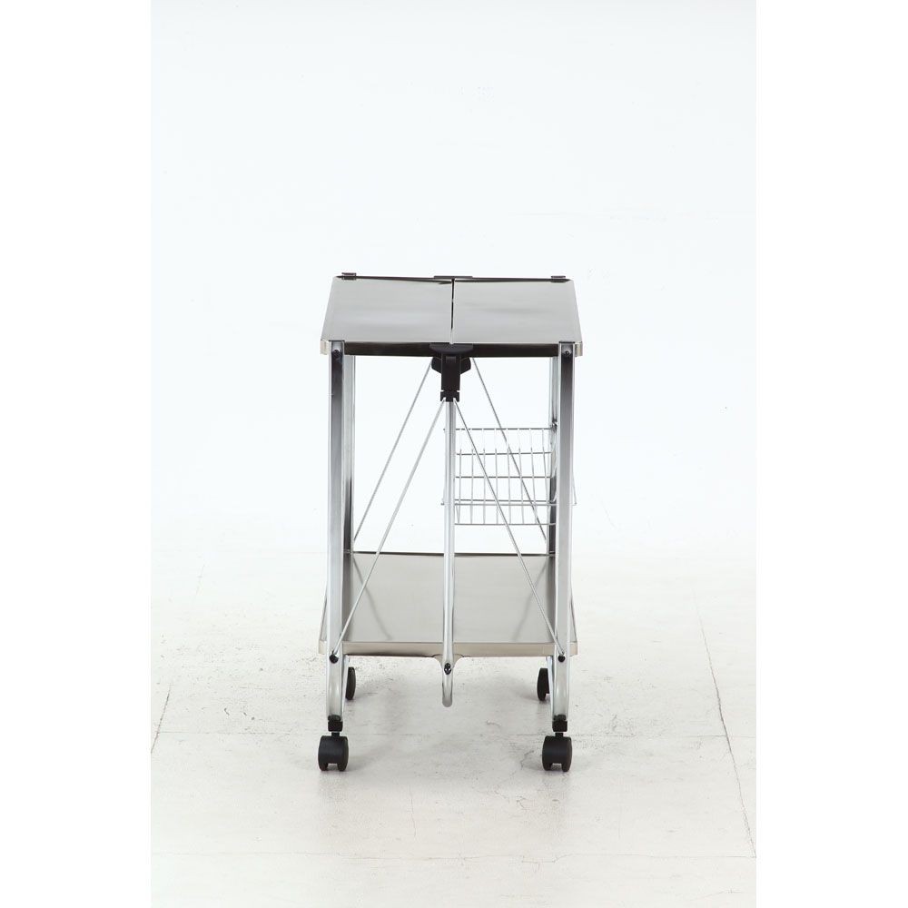 不二貿易 スタイリッシュフォールディングワゴン【メーカー直送・代引不可】, ホワイト, 幅680mm&times;奥行400mm&times;高さ700mm