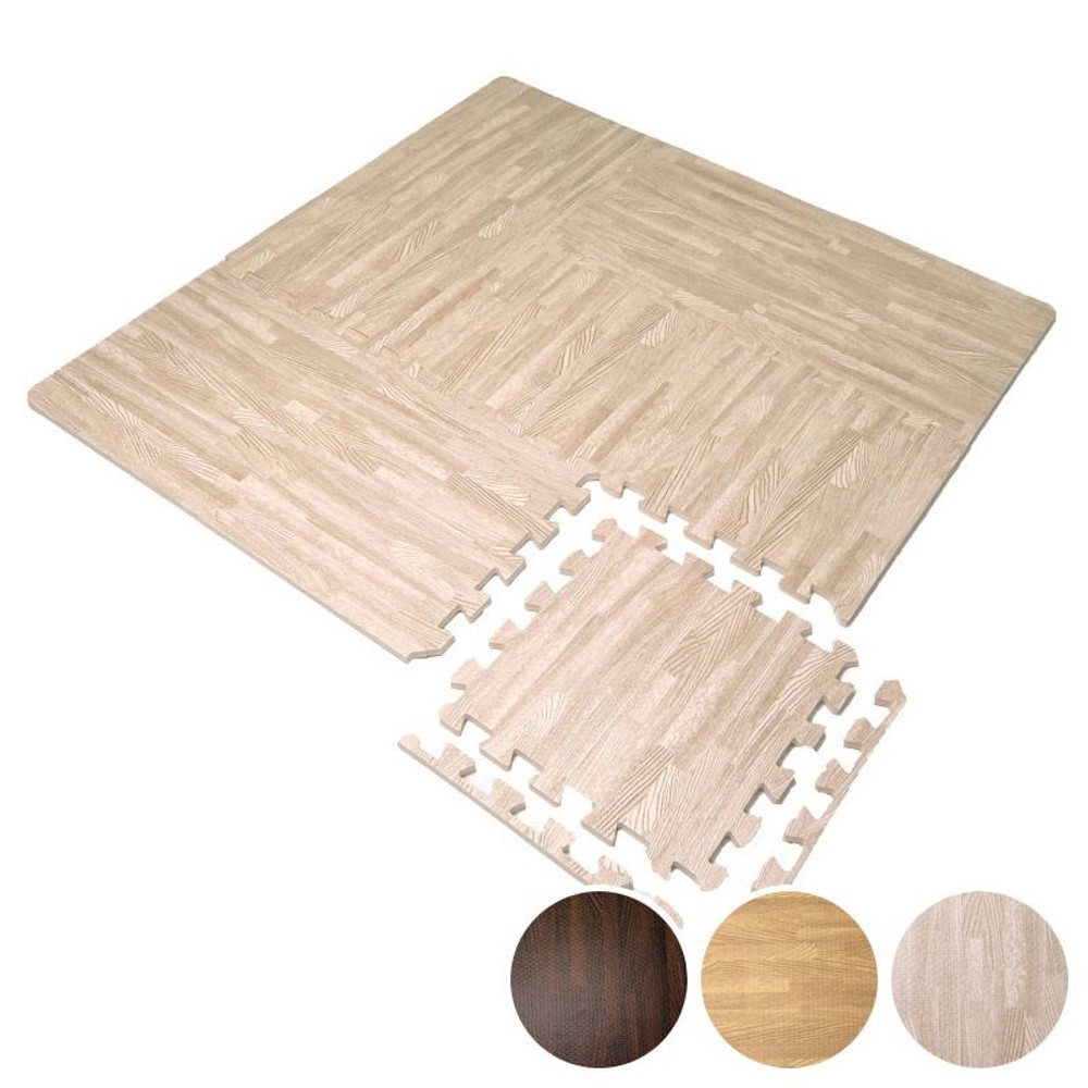 つなげるソフトマット　9枚組　木目柄, ホワイト, 9枚組