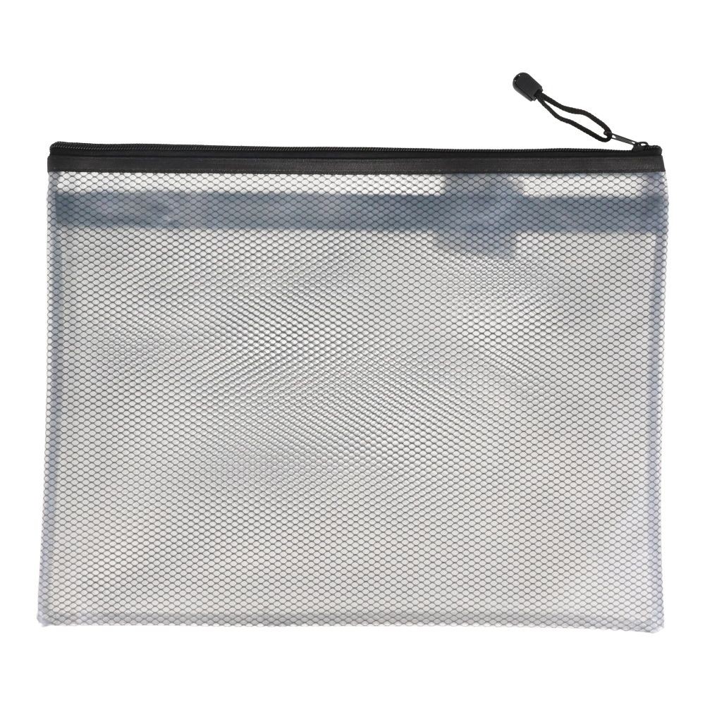 ダブルファスナーメッシュケース, ブラック（A4）, A4サイズ