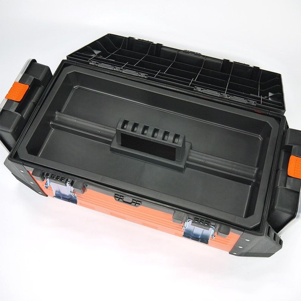 パーツケース付ツールボックス, 黒/オレンジ, 320324