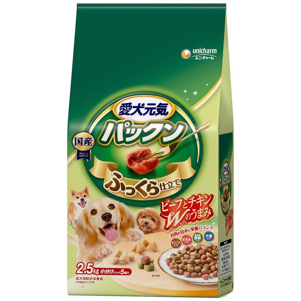 ユニチャーム ゲインズパックン ビーフささみ野菜 2.5ｋｇ, ビーフささみ野菜, 2.5kg