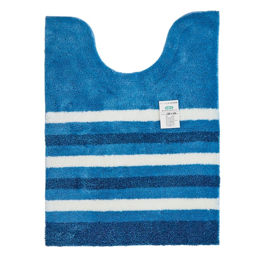 センコーＮＥＯボーダーロングトイレマット, グレー, 80×60cm