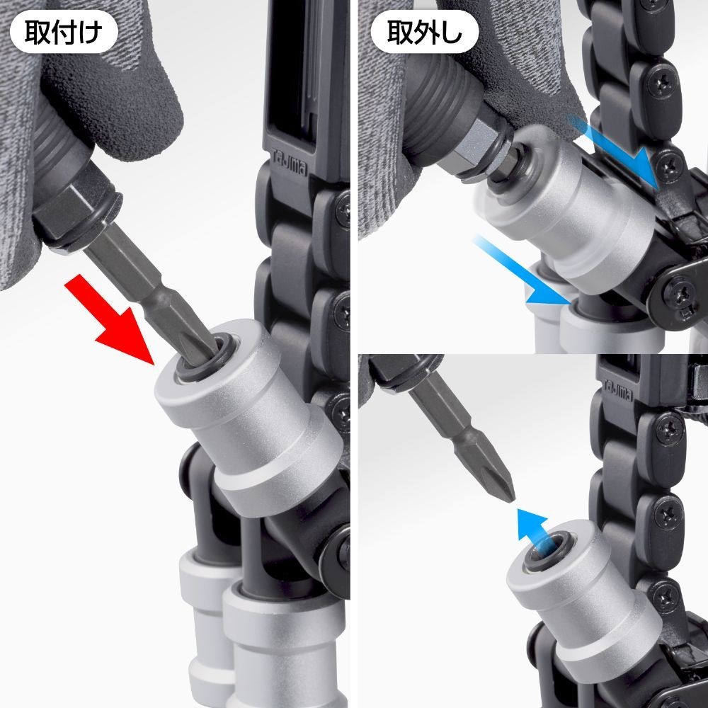 TAJIMA（タジマ）　セフ工具ホルダー ビットホルダー 3連　SFKHI-BH3, ブラック, 3連
