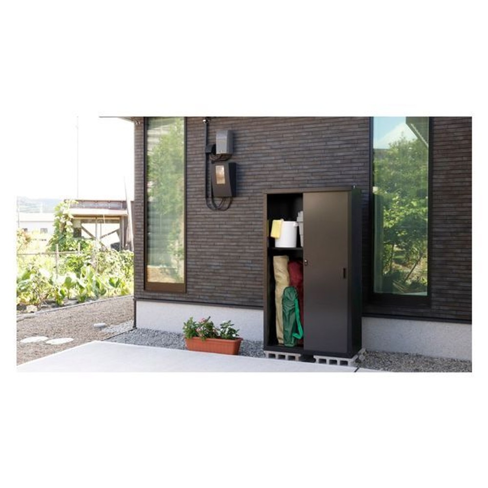グリーンライフ 家庭用収納庫　HS-153(BK/AGY)【メーカー直送・代引不可】, ブラック／アッシュグレー, 外寸/(約）幅89×奥行き47×高さ153cm