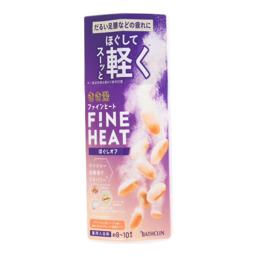 きき湯　ファインヒート　ほぐしオフ　ボトル　４００ｇ, ぬくもりオレンジ(透明タイプ), 400g