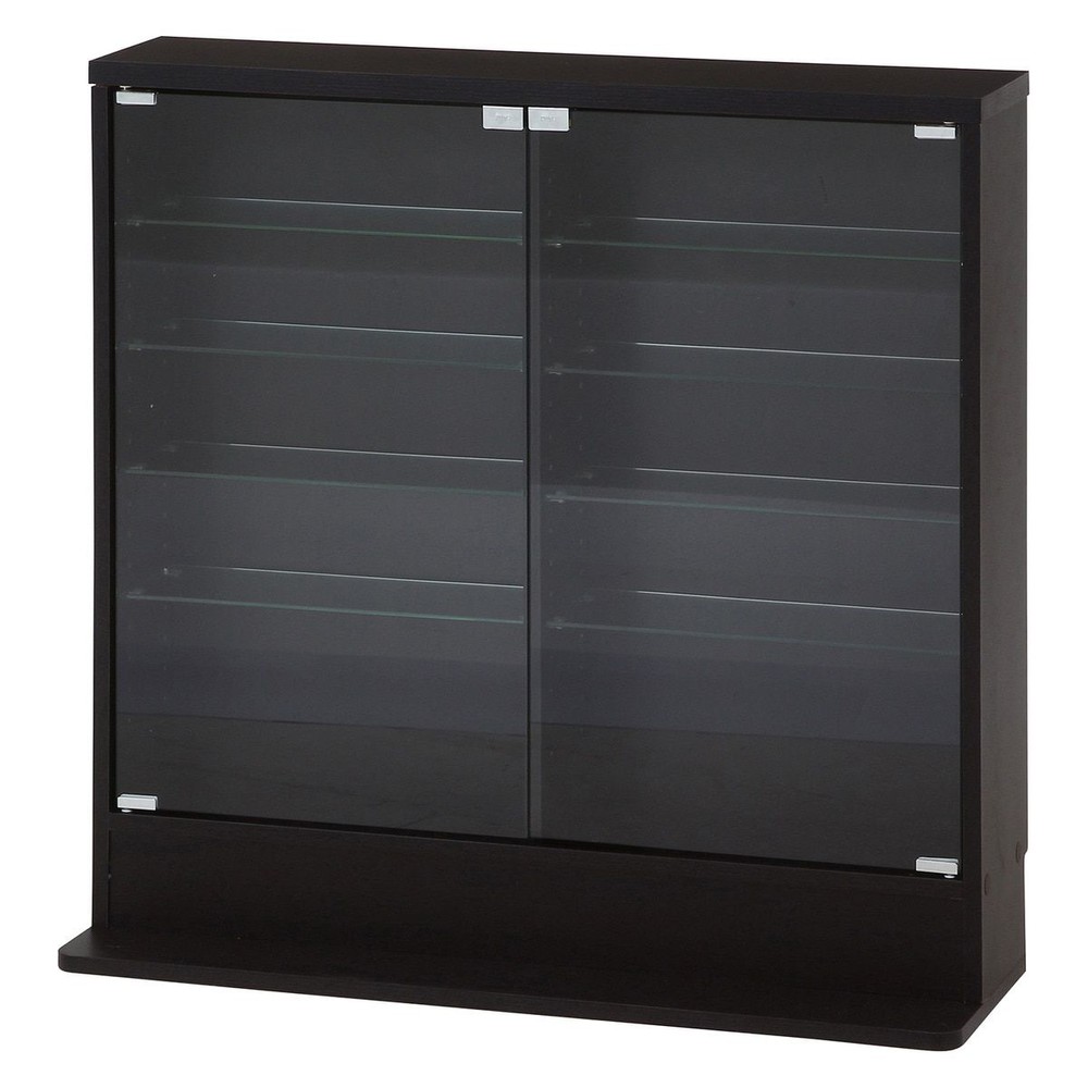 【Mdware削除】ガラスコレクションケース ロータイプ 浅型 【メーカー直送・代引不可】, ブラック, その他サイズ１