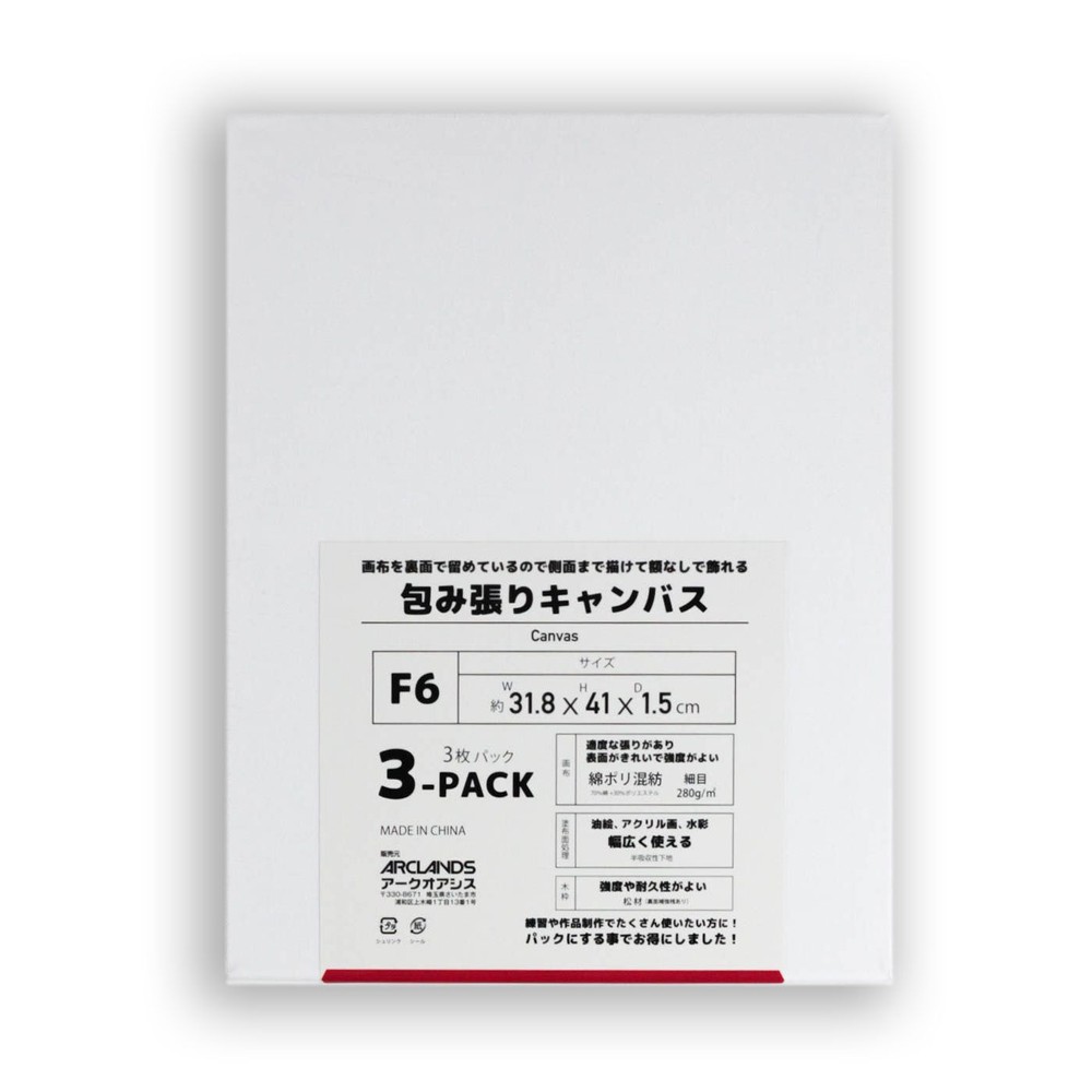 包み張りキャンバスＦ６　３枚パック, ホワイト, F6(410×318mm)